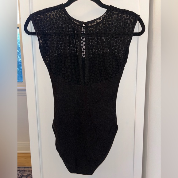 American Apparel black mesh & polka dot bodysuit. XS/S. Sweetheart neck - Picture 3 of 4